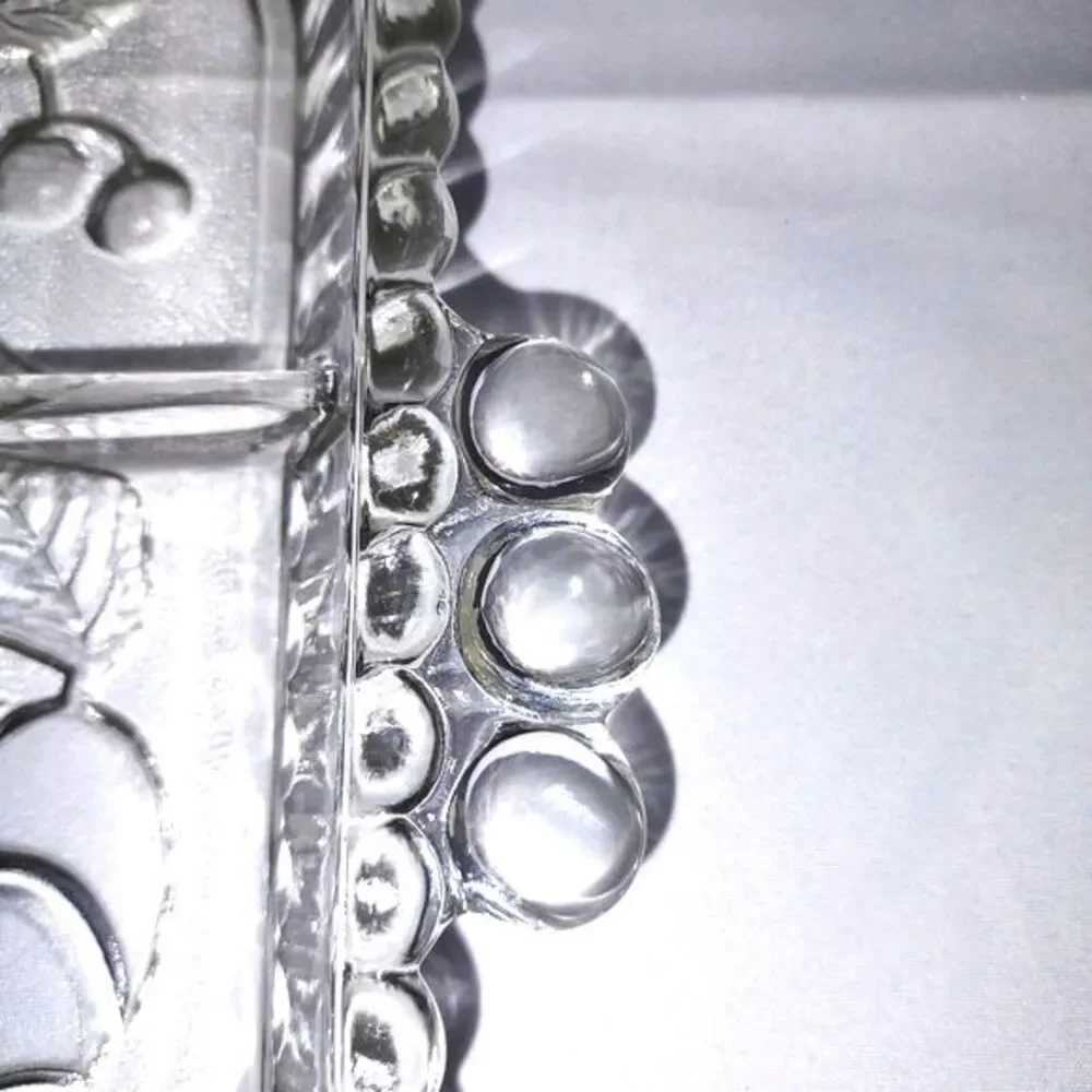 Vintage Indiana Clear Glass Fruit‎ Themed Divided Rectangular Platter